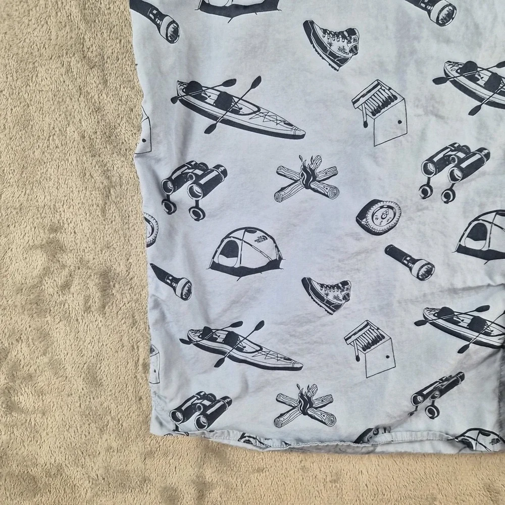 The North Face Campsite Shirt Mens XXL Blue Short Sleeve Outdoor Activity Print
